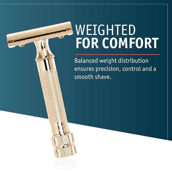 Merkur Classic 2-Piece Double Edge Safety Razor Gold Plated, 1 Count