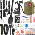 LUXMOM Emergency Survival Kit and First Aid Kit, 142Pcs Professional Survival Gear and Supplies Equipment with Molle Pouch, Gift for Christmas Men Dad Husband Camping Hiking Hunting Outdoor Adventure