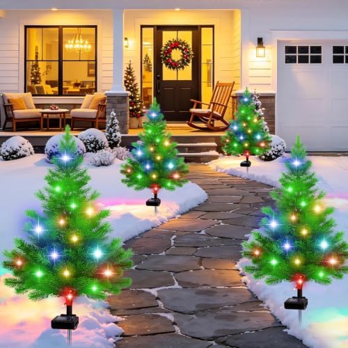 NBQQ Solar Christmas Tree Lights 4 Pack Multiple Christmas Decor