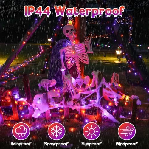 OZS Connectable 2-Pack 164Ft 400LED Halloween String Lights, Purple&Orange