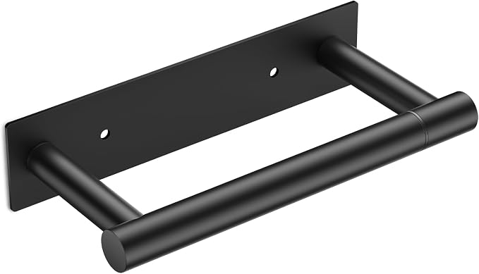FORIOUS Toilet Paper Holder Wall Mount, Stainless Steel Rustproof Double Post Pivoting Tissue Roll Holder for Bathroom, Commercial Toilet Paper Dispenser (Matte Black, Modern Square 1 Pack)
