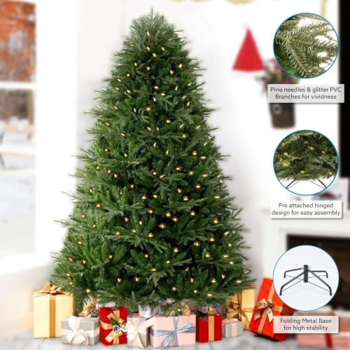 Naomi Home 6.5 ft Realistic Pre-Lit Christmas Tree, 400 Warm Lights