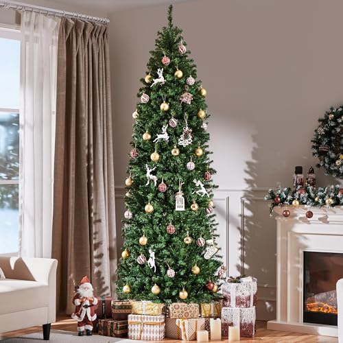 Yaheetech 9ft Pre-lit Pencil Artificial Christmas Tree, Green