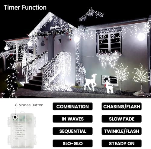 4 Pack 400 LED Battery Operated String Lights, Twinkle Lights Cool White