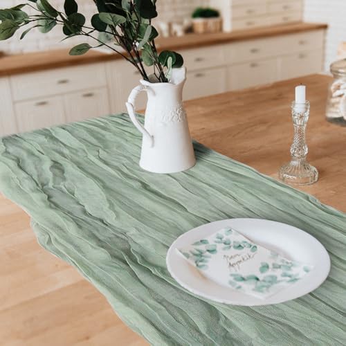 12 Pack Cheesecloth Table Runner,10ft Rustic Sheer Runner Gauze Boho Wedding Decor Romantic Table Runner for Wedding Bridal Shower Birthday Party