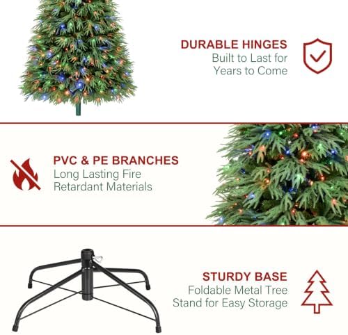 Hykolity 7.5 ft Prelit Premium Christmas Tree with 550 Multicolor LEDs