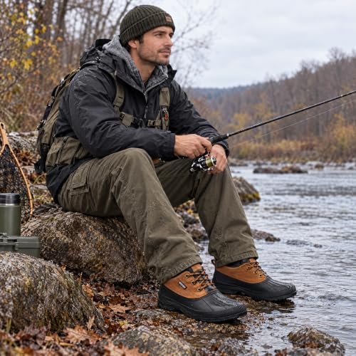 HISEA Men's Snow Rain Boots Waterproof, Insulated Ankle Duck Winter Boot