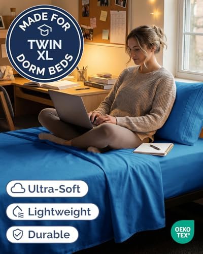 Twin XL Size 3 Piece Sheet Set - Breathable & Cooling Sheets - Royal Blue
