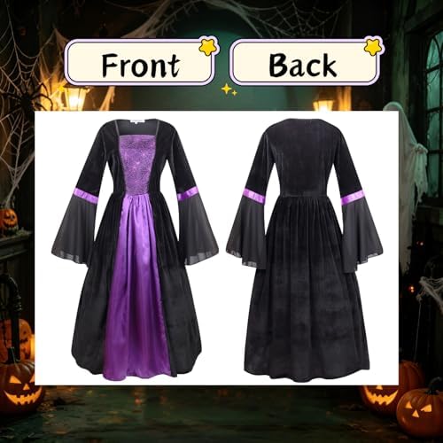 Colorful House Women Wicked Witch Costume Dress with Hat for Halloween