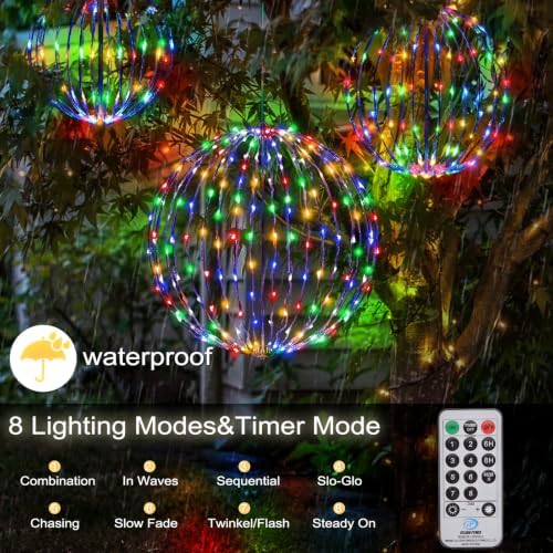 Christmas Decorations,LED Light Balls Outdoor,3 Pack,Multicolor