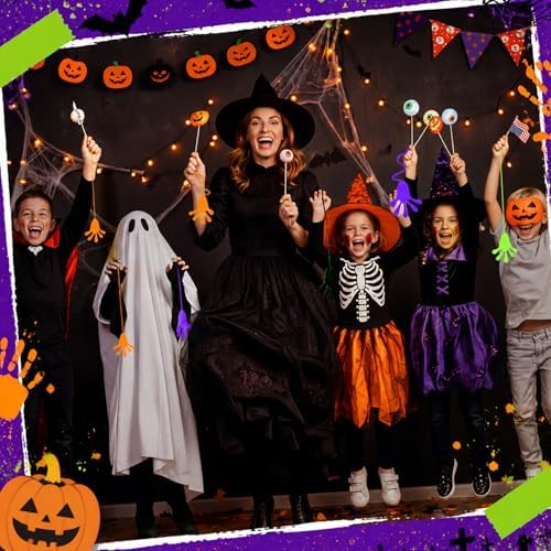 Realspring 300 Pcs Halloween Throws Sticky Hands, Orange,Green,Purple,Black