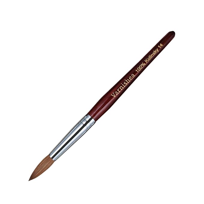 100% Pure Kolinsky Acrylic Nail Brush Solid Wood Handle Professional Manicure Brushes for Powder Nail Acrylic Application - Salon & DIY Nail Art Essentials - Size 14, 1.0 Count