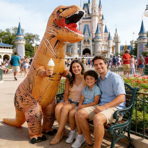 Funny Inflatable Dinosaur Costume for Adult and Kids,Blow Up Dinosaur Costume for Halloween Cosplay Party