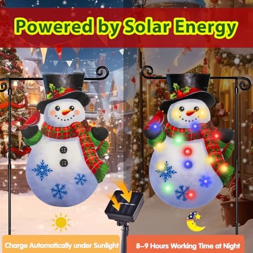 Lighted Christmas Snowman Garden Flag Outdoor Decor, 12x18 In