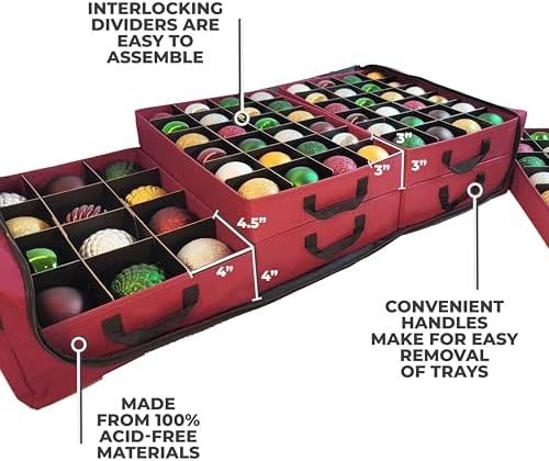 612 Vermont Flat Under Bed Ornament Storage, Holds 108 Ornaments