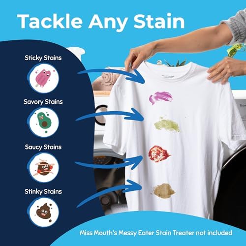 Miss Mouth's Messy Eater Stain Treater Spray 2-Pack 16oz & Laundry Brush Set - Stain Remover for Clothes & Delicates - Baby & Kids Pre-Treat Kit - Fabric Scrub Brush for Spot Cleaning - Bundle