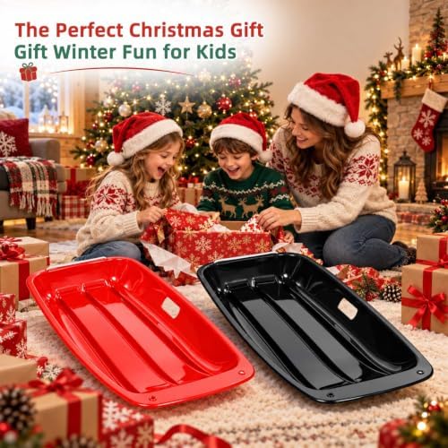 35in Snow Sled - PPB+TPE Toboggan with Rope & Handles