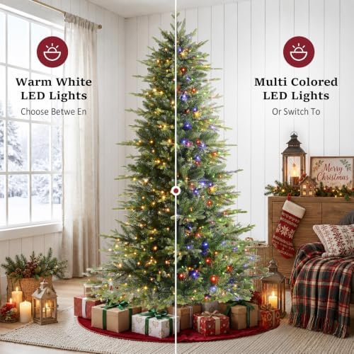 SHareconn 7.5ft Prelit Artificial Aspen Christmas Tree with Remote Control