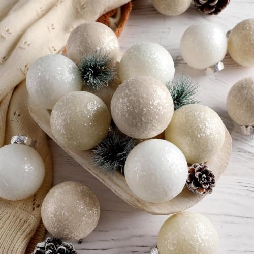 Yunlly 18 Pcs Neutral Sugar Christmas Ornaments Glitter Xmas Tree Decor
