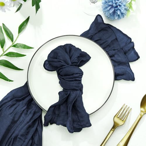12 Pack Cheesecloth Table Runner 10Ft Christmas Gauze Boho Table Runners for Wedding Decor Bridal Shower Decorations Baby Shower Party(35" x 120")(Navy)
