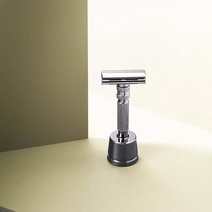 Rockwell Minimalist Premium Chromed Brass Safety Razor Stand | Elegant Design, Elegant Display Solution for Your Rockwell T, 6C, 2C, or 6S Safety Razor | Premium Stainless Steel Gunmetal (over Brass)