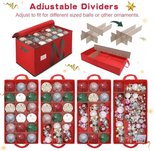 Large Christmas Ornament Storage Box Keeps 54 4" & 3 Individual Trays