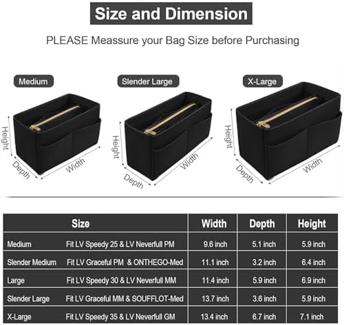 OMYSTYLE Purse Organizer Insert, Felt Tote Bag Organizer Insert with 5 Sizes, Handbag Dividers for Inside Purse, Compatible with Longchamp, Neverful, Speedy and More