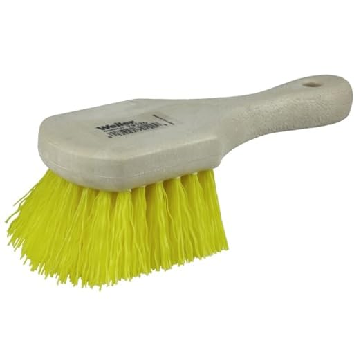 Weiler 79120 8" Utility Scrub Brush, Yellow Polypropylene Fill, Short Handle, Foam Block (Pack of 12)