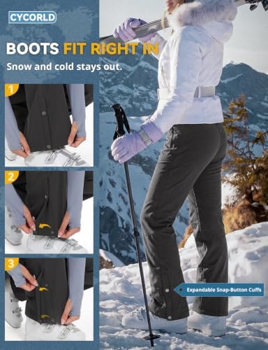 Cycorld Womens Snow Pants: Warm Fleece Lined Ski Pants Softshell