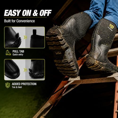 TIDEWE Rubber Boots for Men, Waterproof Rain Boots with Steel Shank