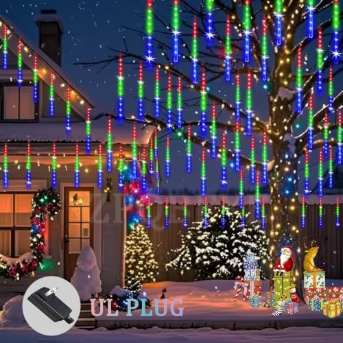 Outdoor Christmas Meteor Shower Lights 16Tube 384LEDs Dripping Icicle Light