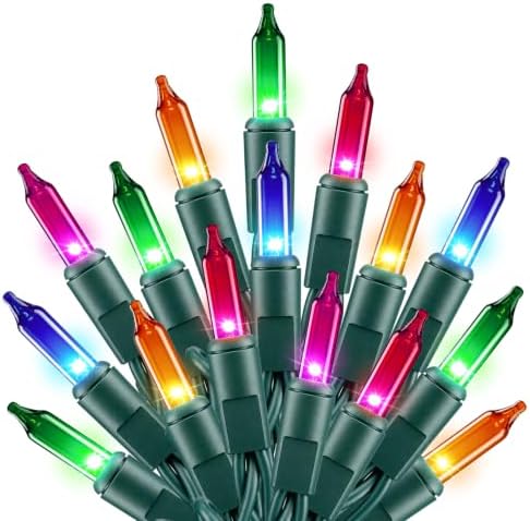 Minetom Clear Christmas String Lights 100 Counts 20 Feet Multicolor