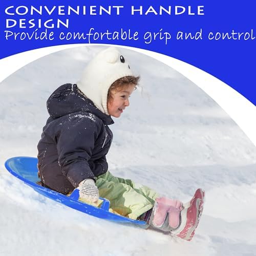Slippery Racer Heavy-Duty Cold Resistant Downhill Pro Plastic Outdoor Winter Saucer Disc Snow Sled with Handles.