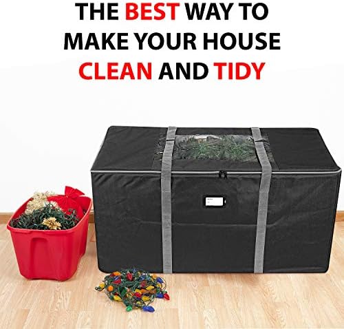 ProPik Rolling Christmas Tree Storage Bag, Fits Up to 9 Foot Tall Disassembled Trees, 25" X 25" X 60", Extra Large Heavy Duty Xmas Container with Wheels, Handles and Straps (Black)