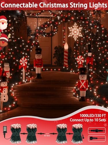 2 Pack 200 LED Christmas Lights 13 Modes Extendable Christmas Tree Lights