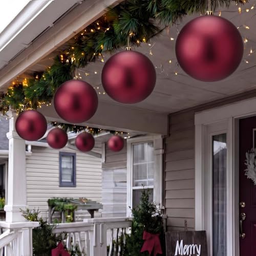 Threan 8 Inch Burgundy Matte Large Christmas Ball Ornament