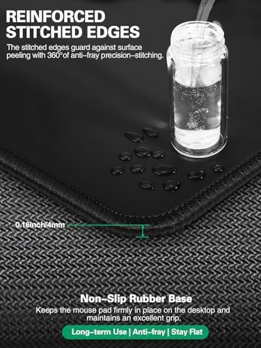 Mouse Pad, Office Desk Mat, Large Gaming Mousepad with Superior Micro-Weave Cloth, XXL Desk Pad with Stitched Edges, Non-Slip Writing Pad for Gamer, Laptop, Work & Home (Black with 20W PD Charger)