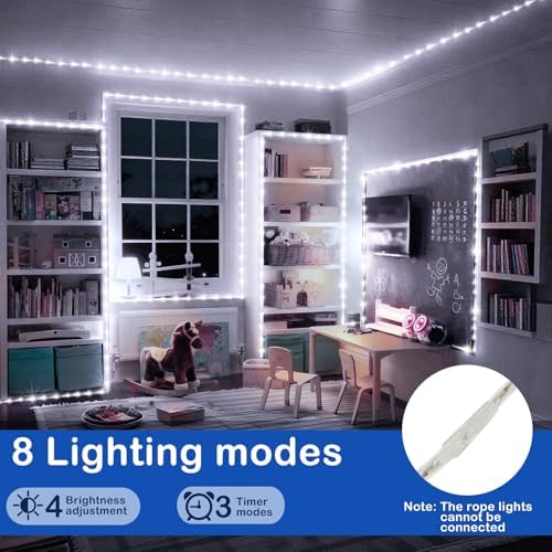 KNONEW 328FT 1000LED Rope Lights for Outside,Outdoor String Lights Waterproof 8 Modes Clear Tube Light for Indoor,Bedroom,Wedding,Garden,Patio,Christmas,Tree,Rv,Holiday Decoration(Cold White)
