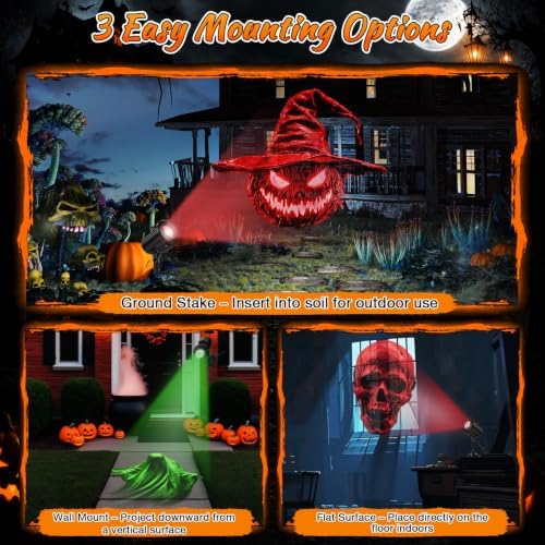 12-in-1 Halloween Projector Lights, 3D Dynamic Halloween Decoration Outdoor