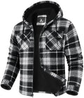 GEEK LIGHTING Men's Flannel Shirts Jacket Sherpa Lined Plaid Zipper Hoodie