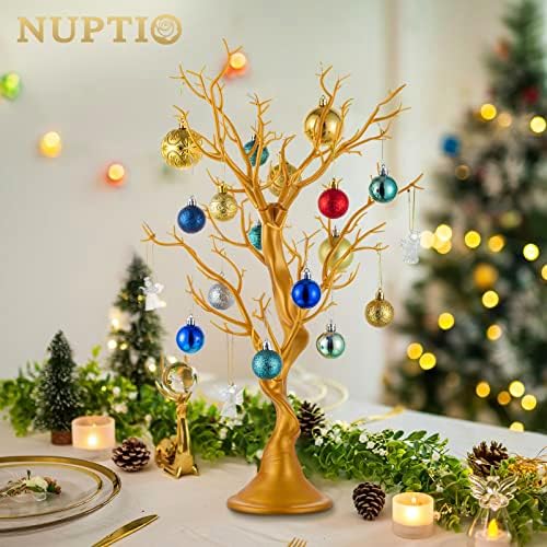 NUPTIO Gold Christmas Tree, 22.8 Inch Artificial Display Branch, 2 Pcs