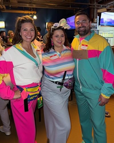 UOUA 80s Outfit for Men 90s Costumes 2 Piece Long Sleeve Track Suit Set
