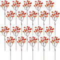 Fangoo 20 Pack 7 Inch Fall Artificial Orange Berry Stems