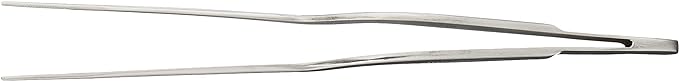 Mercer Culinary 18-8 Stainless Steel Chef Plating Tongs, Offset Tip, 6-1/2 Inch
