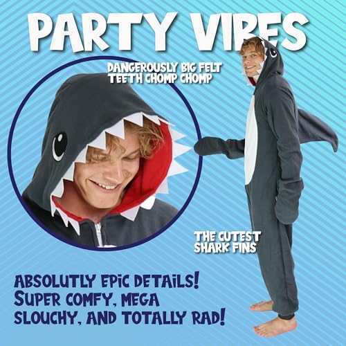 Funziez! Slim Fit Adult Onesie - Animal Costume - Plush Unisex Halloween One Piece Cosplay Suit for Women and Men