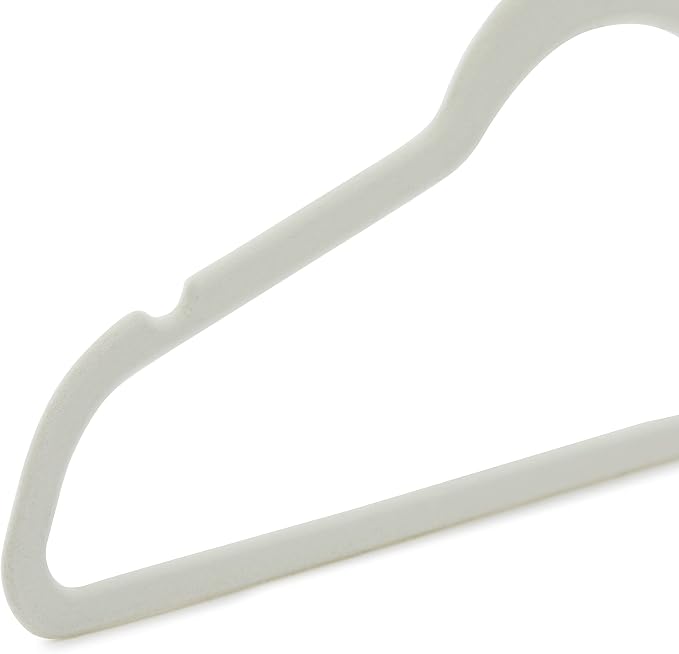 Amazon Basics Slim Velvet Non-Slip Space Saving Suit Clothes Hangers for Closet Organization, Ivory/Rose Gold, 100-Pack