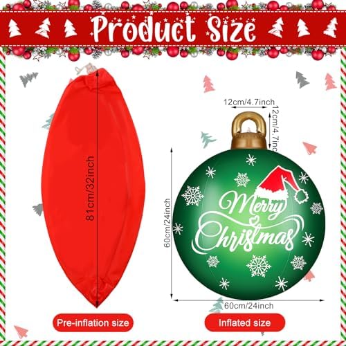 Jetec 4 Pcs Giant Inflatable Christmas Ball, Snowy, Color 4