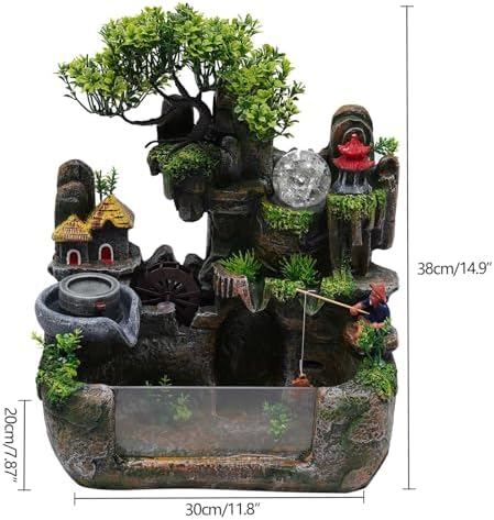 110V 3.5W LED Desktop Fountain Waterfall Bonsai Tabletop Decor