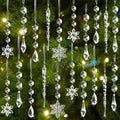 Crystal Christmas Tree Ornaments, Clear Acrylic Snowflake & Icicle, 80pcs