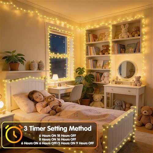 Hezbjiti 2Pack 1000 LED 403FT Christmas Lights Outdoor String Lights 8 Modes with Timer Memory Waterproof Fairy Lights Plug in for Classroom Bedroom Wedding Party Holiday Xmas Decorations(Warm White)